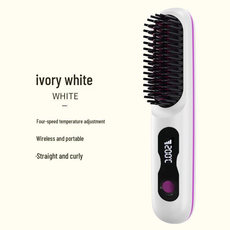 Portable Wireless LCD Hair Straightening Comb - Rechargeable, Negative Ion, No Damage.