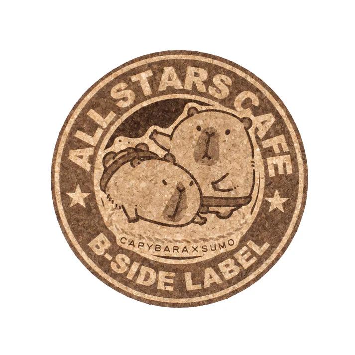 B - SIDE LABEL Capybara Sumo Wrestling Tips & Scooping Coaster Japan NEW