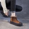 Johnature Retro Plush Warm Women's Boots Genuine Leather Thick Soled Casual Versatile Short Boots