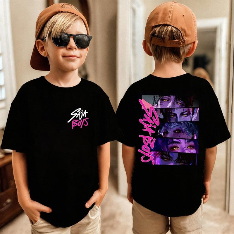 Summer Teen Cotton T-shirt Cartoon Cartoon Print Top Kids Clothes Street Sport Fashion T-shirt Baby Boys Girls Cute Short Sleeve
