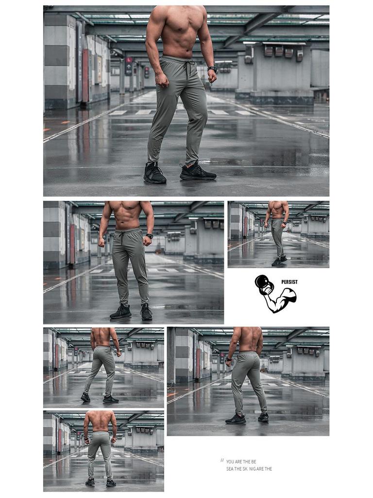 Men's Casual Slim Fit Summer Pants, Solid Color, Drawstring, Cuffed, Fashionable.