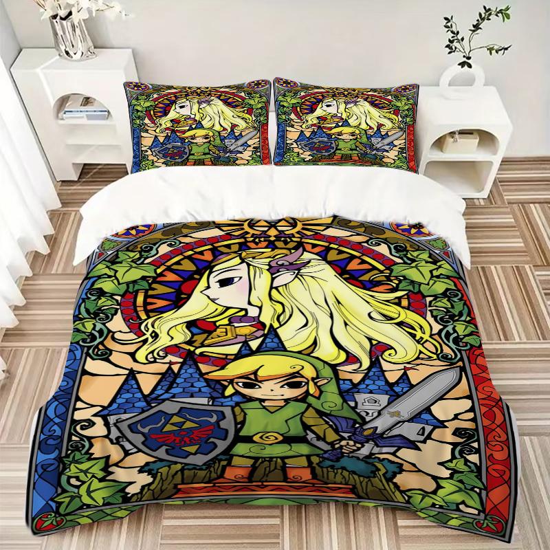 3Pcs Glass Legend Adventure Bedding Set Soft Fabric Duvet Cover Pillowcases Home Christmas Xmas Halloween Gift 1 Duvet Cover 2 Pillowcase L1268