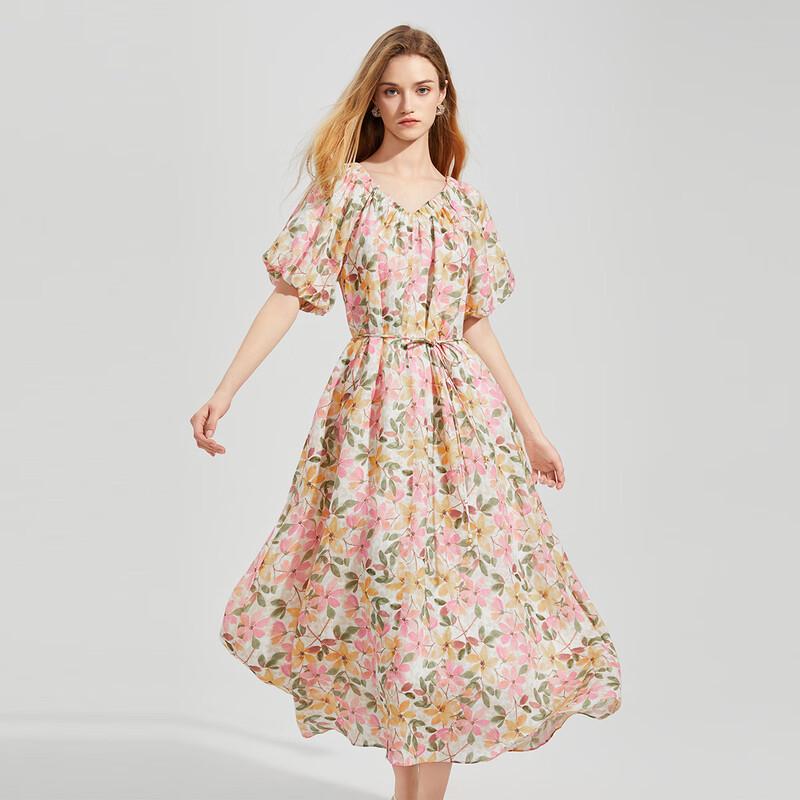 

TaTu Women s Printed Short Sleeve A-line Mid-Length Dress M