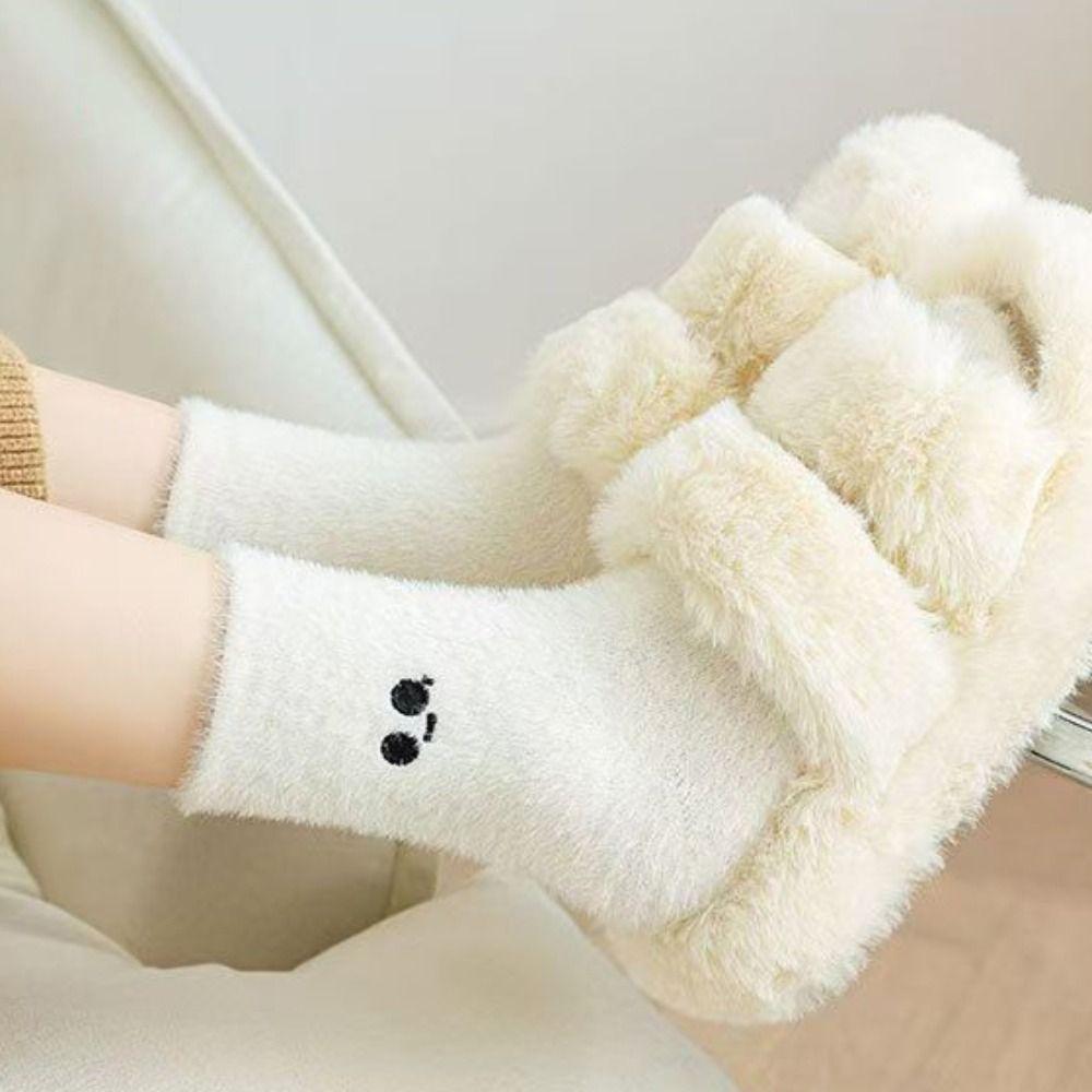 5Pairs Cartoon Plush Socks Soft Sleeping Socks Women Cute Thicken Warm Socks  Fall Winter