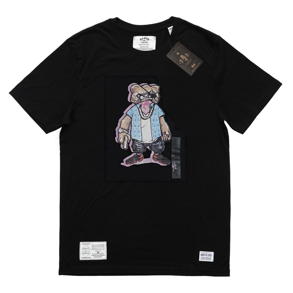 QANTO DE LOCOS Gangster Bear_Tee_Black