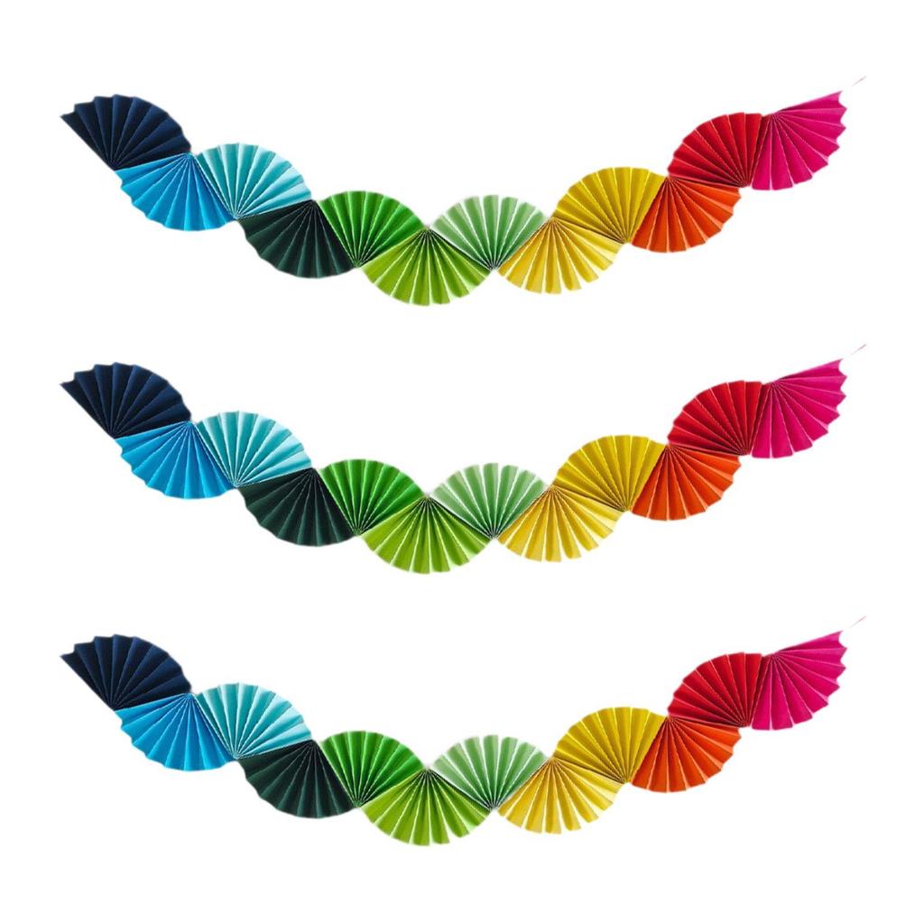 3x Paper Fans Garland Ceiling Hanging Decoration Ornament Background for Party Supplies Celebration Carnival Birthday Wedding
