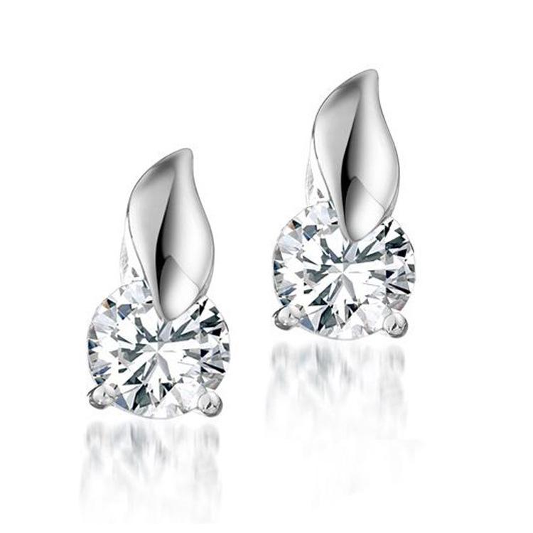 S925 Sterling Silver Korean Style Women's Fox Earrings with Diamond Inlays