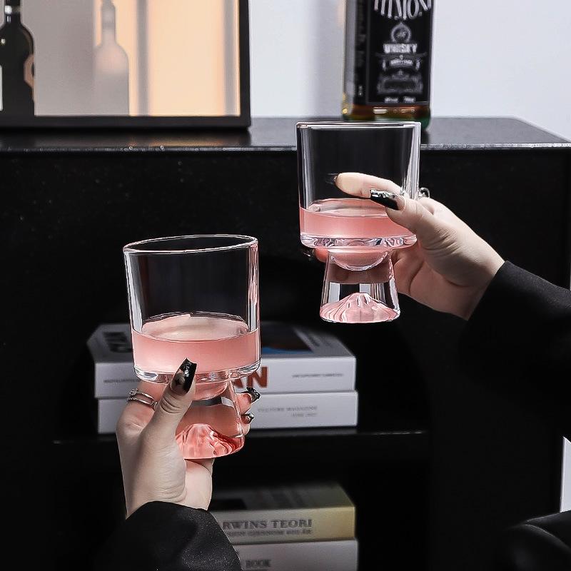 Pink Limited Mountain Glass Cup High End Small Batch Cocktail Wine Dessert Coffee Drinkware