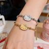 Real Gold Plated Stainless Steel KT Cat Bracelet - Light Luxury, Fade-Resistant, Cute Cartoon Design
