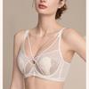 BH mit französischen Spitzen-Hasenohren, dünn, hebt und pusht, Kristall-Cup-BH, der große Brüste kleiner aussehen lässt