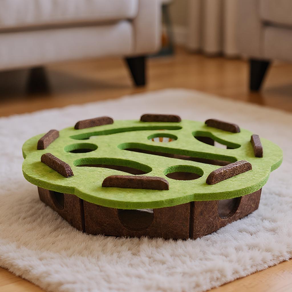 Cat Puzzle Maze Holes Toys Felt Box With 3 Ball Kitten Nail File Scratcher Mental Felt Maze Box for Indoor Cat