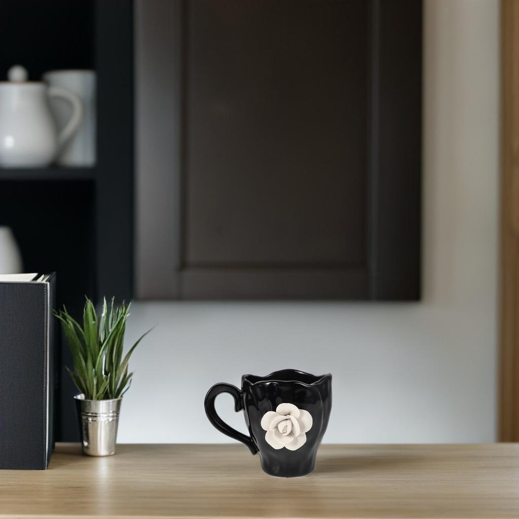 Ceramic Mug Rose Style Large Capacity Vintage Coffee Cup Elegant Flower Tea Mugs Flower Mug Coffee Mugs for Men