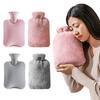 1000ML Refillable Hot Water Bag with Removeable Faux Fur Cover Winter Hand Feet Warmer Water Bottle