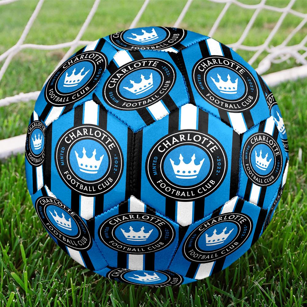 Charlotte FC Indoor Soccer Ball Size 5 Colorful All Ages Machine Stitched PVC Competition Ready Durable High-Bounce