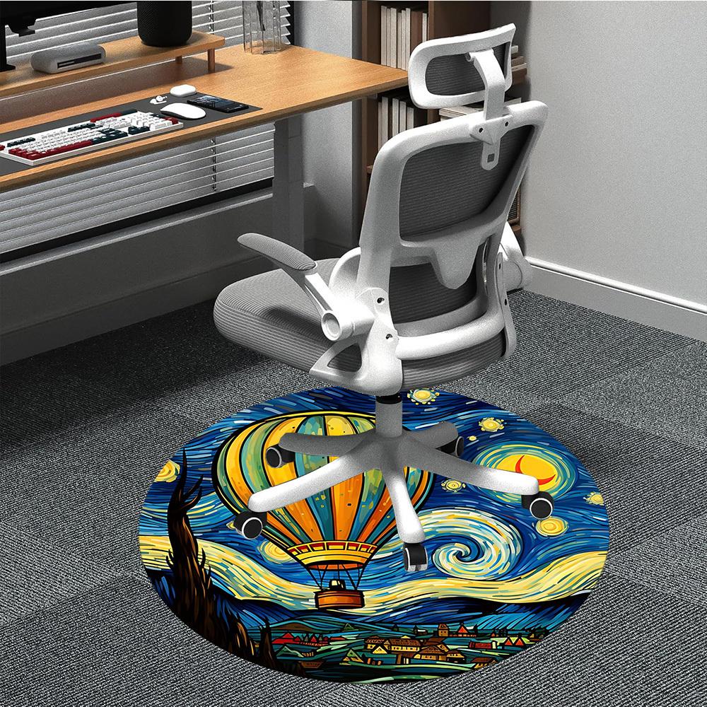 

1pc Hot Air Balloon Night Sky Chair Carpet for Office Non-Slip, Machine Washable Rug for Office, Room - Polyester, Machine Made yy251029216 80cm by 80cm