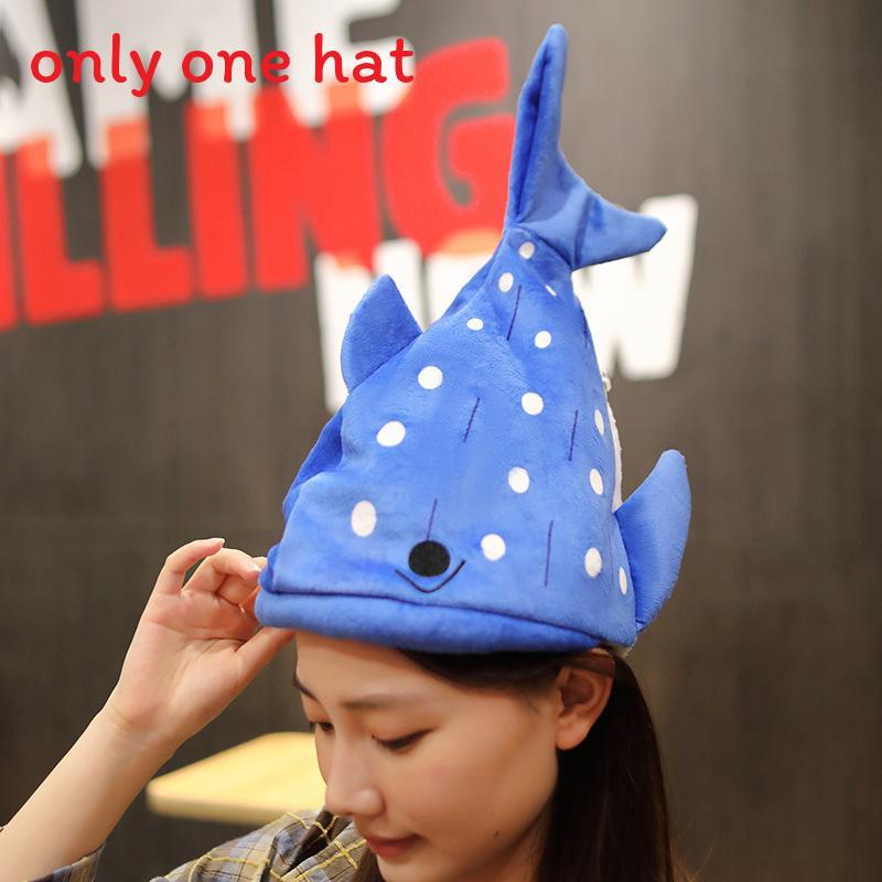 

Cuter Plush Shark Hat With Embroidery Design For Kids And Couples Novelty Costume Accessory синій