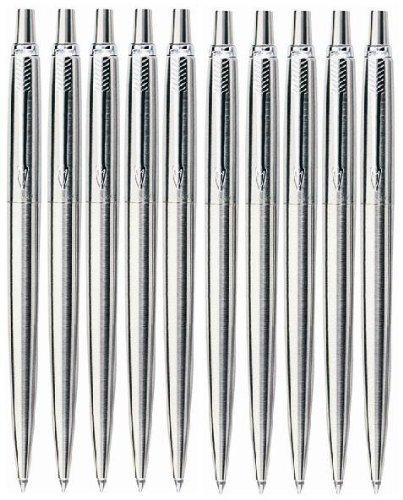 

10 x PARKER JOTTER STAINLESS STEEL BALLPOINT with BLACK INK