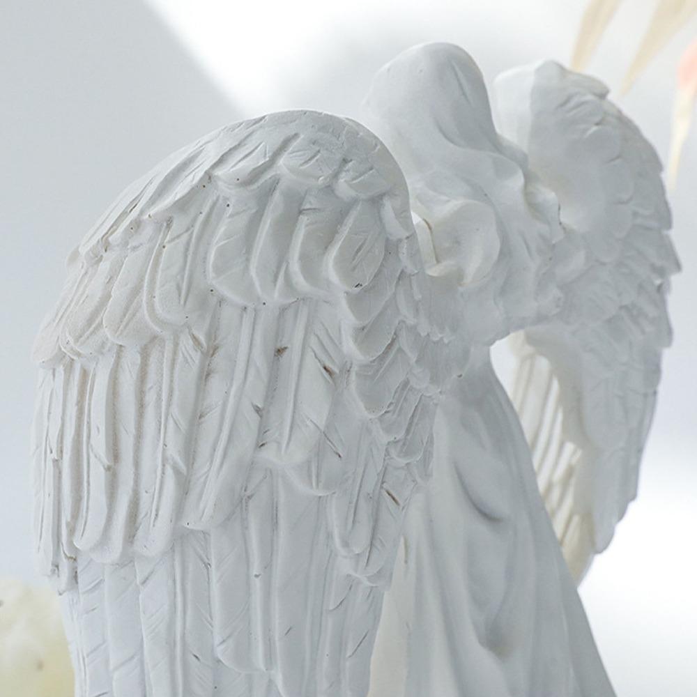 White Resin Carved Figure Candle Holder Decor  Outdoor Courtyard Corner Accent Decor