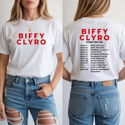 Biffy Clyro Futique 2026 Tour Maglietta Unisex Maglietta Retro Band Rock Cotone Puro Estate Coppia Streetwear Abbigliamento Unisex