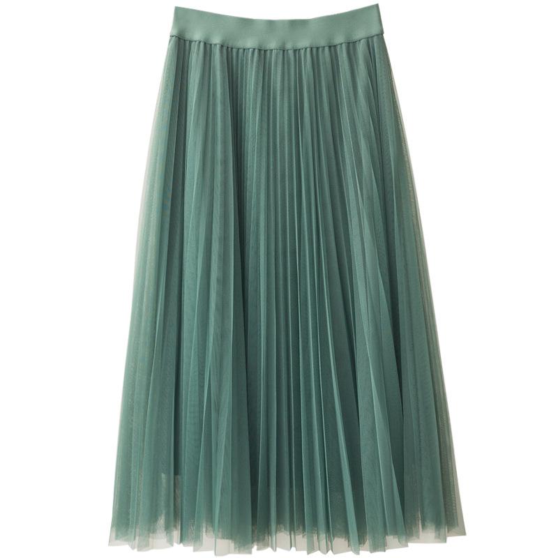Round Versatile Three-Layer Mesh Pleated Long Skirt for Women - 6-Meter Wide Hem, 2026 Spring/Summer Collection