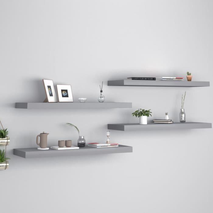 VidaXL Étagères murales flottantes 4 pcs Gris 80x23,5x3,8 cm MDF