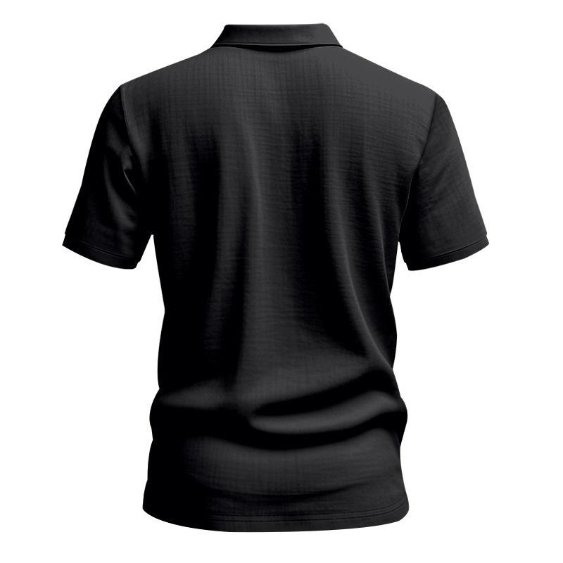 Men's Summer Half-Button Lapel Solid Color Loose Breathable Casual Short Sleeve Shirt