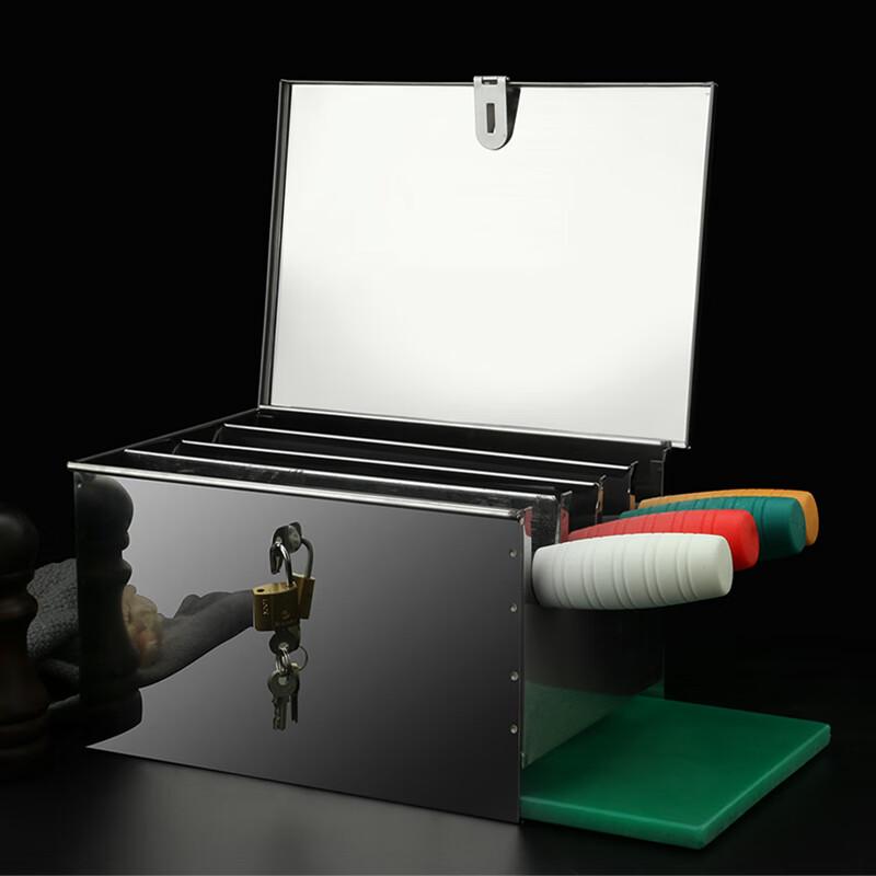 Thickened Stainless Steel Countertop Knife Block with Lid