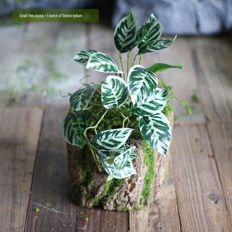 Forest Style Artificial Tree Stump with Moss Bark - Kindergarten and Country Style Decorative Ornament, Perfect for Landscaping or Inserting Flowers.