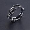 Vintage Punk Silber Offene Ringe Herren Damen, Verstellbare Ringe, Hippie Ringe, Coole Gothic Ringe, Skelett Totenkopf Ringe Schmuck