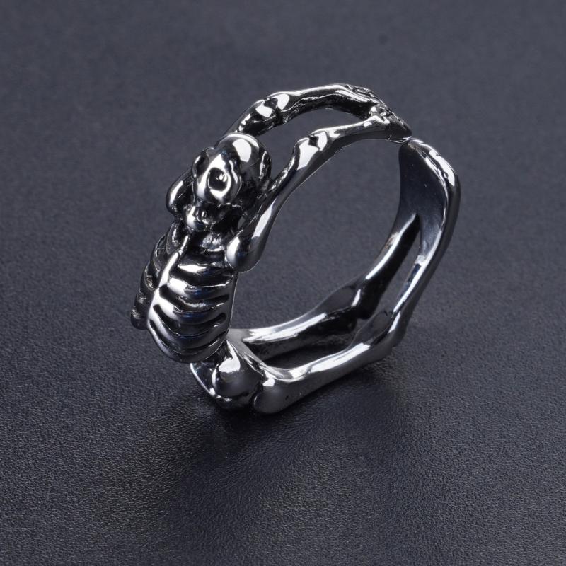 Vintage Punk Silber Offene Ringe Herren Damen, Verstellbare Ringe, Hippie Ringe, Coole Gothic Ringe, Skelett Totenkopf Ringe Schmuck