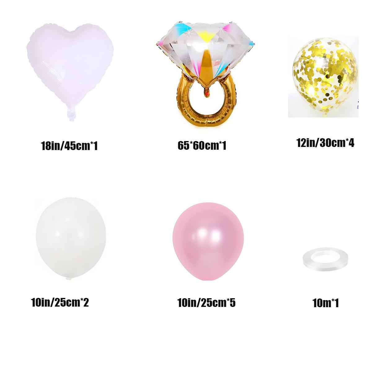 

14 шт., золотые украшения для помолвки, бриллиантовые обручальные кольца, воздушные шары, воздушные шары для девичника, свадебные украшения для свадебного душа, вечерние украшения