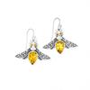 Sterling Silver Bee Earrings with Citrine Gemstone