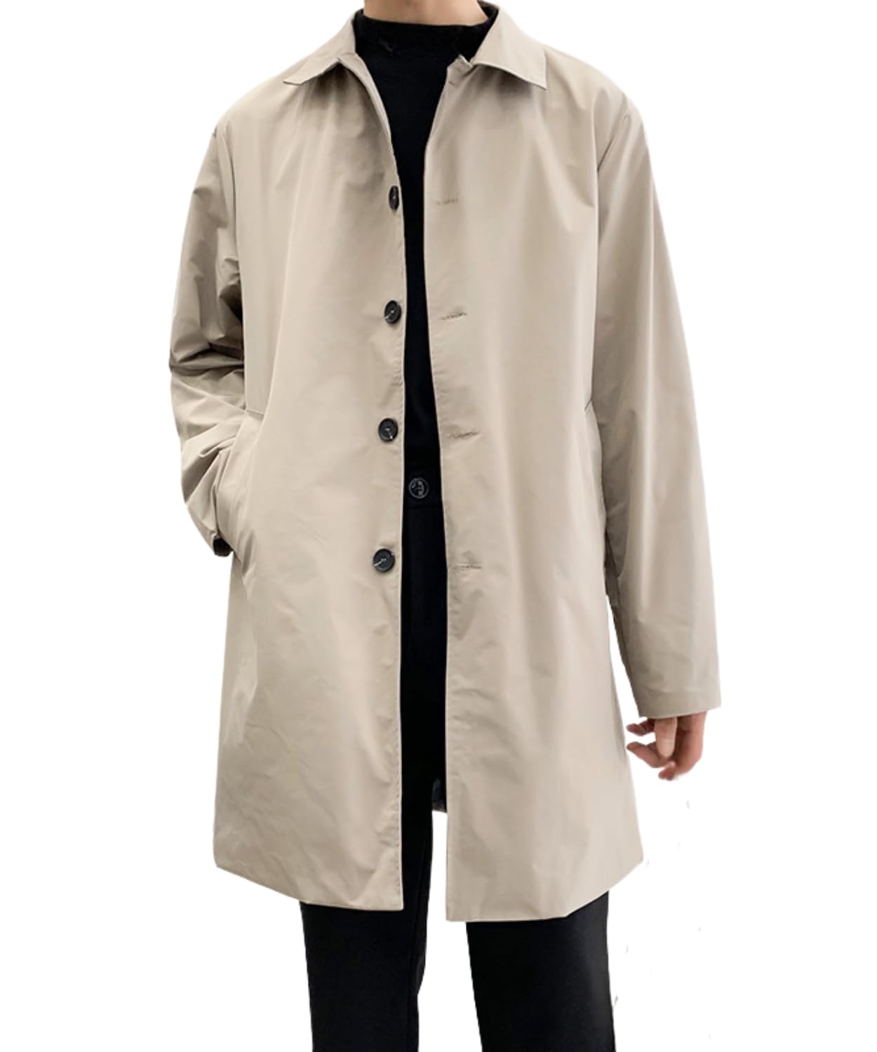 Lenrock Trench Long Suit Smart Clean Perfect for Commuting or Lightweight Black or Beige Men s Coat, Coat, Coat, Lightweight, Spring/Autumn, бежевый