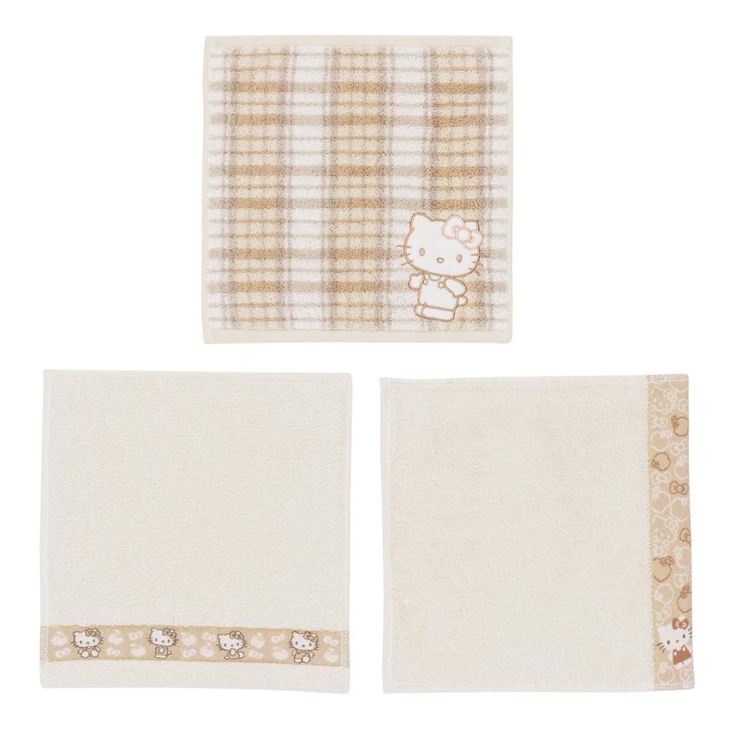Towel Laboratory Hello Kitty Mini Sanrio Japan Technology [Sanrio Characters] #meet Towels, 3-Piece Set, Fluffy, Fast-Absorbent, 100% Cotton,