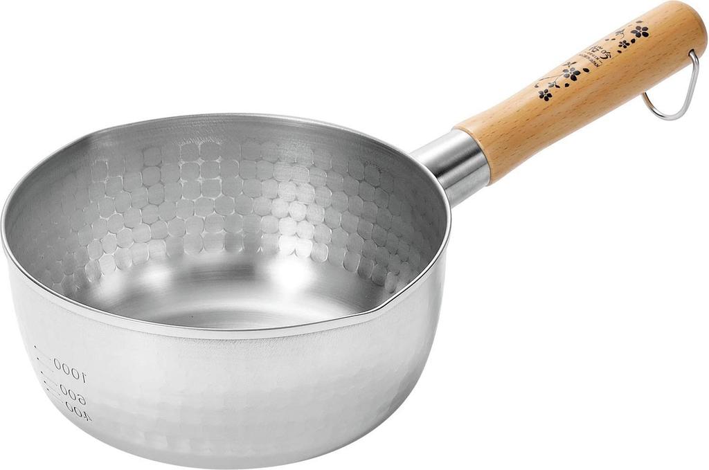 Skilled Craftsmanship and Trust Made In Japan Stainless Steel Yukihira Pot 18cm Elegant Design with Cherry Blossom Motif Convenient Scale for Making