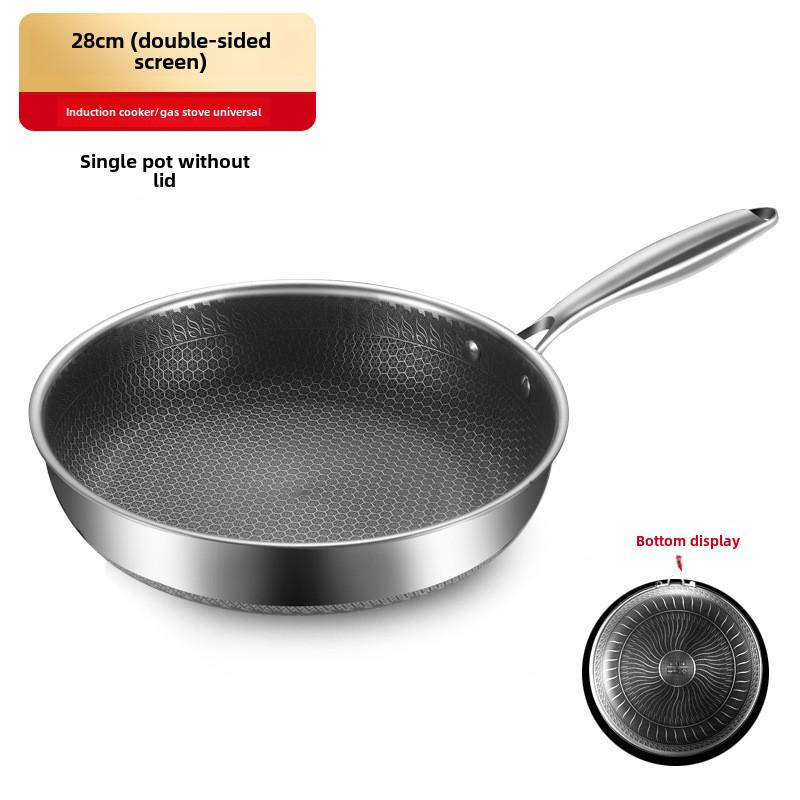 316 Stainless Steel Non-Stick Frying Pan for Electric and Open Flame Stoves, Less Smoke, Ideal for Cooking Steak.
