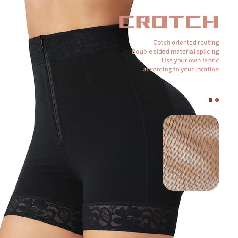 Plus Size High Compression Tummy Control Shaper Pants with Zipper and Hook for Waist Training and Hip Lift