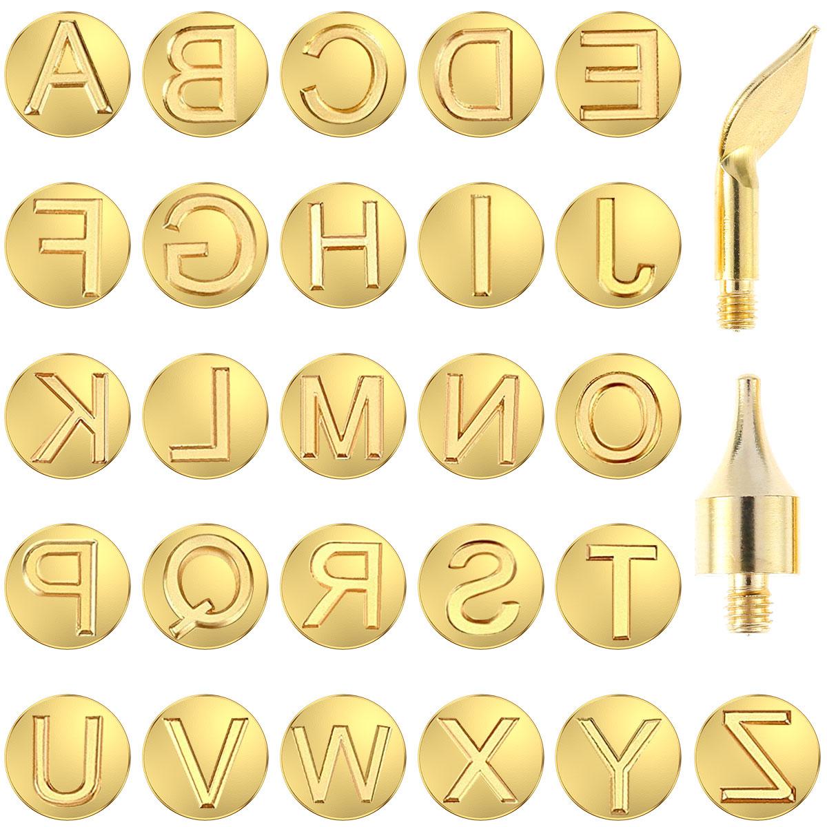 28/56 Pcs Wood Burning Tips Kit Letter Wood Burning Tools Alphabet Number Symbol Brass Alphabet Number Template for Wood Burning