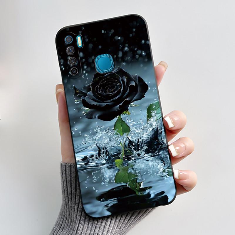 Handyhülle Für Infinix S5/S5 lite/X652/Camon 12 Air/CC6 Schwarz Niedliche Cartoons Bemalte Hülle Stoßdämpfer Weiche Stoßfeste Schwarze Hülle