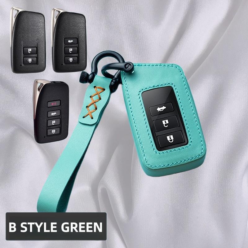 

Leather Car Key Fob Cover Case for Lexus ES300h ES350 NX300 RX350 RX450h GS300 GS350 GS450h IS300 IS350 IS500 LX570 RC300 зелений