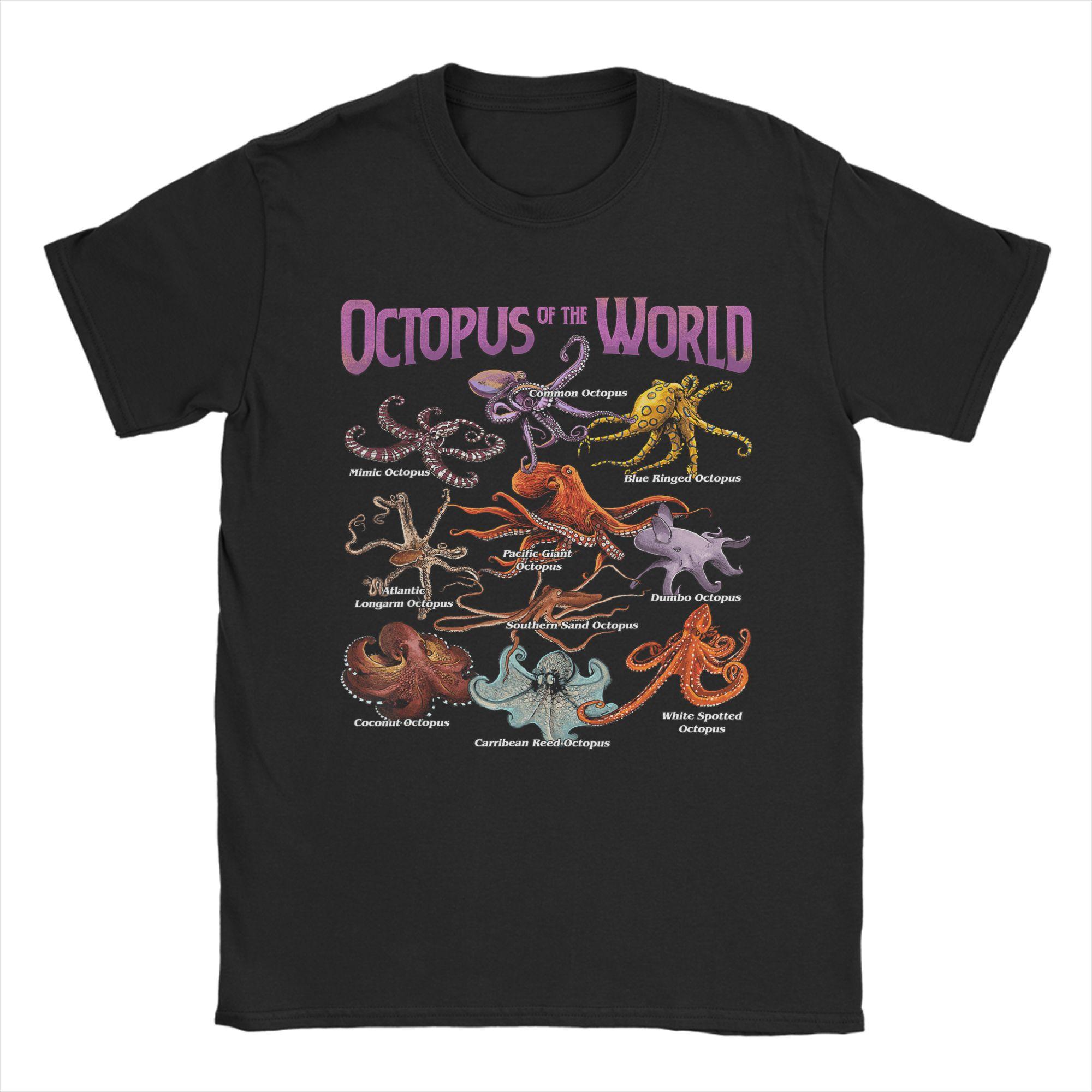

Cool Octopus on colorful painted Octopus Cotton T Shirt For Unisex Summer Streetwear TShirts O Neck Hippie Tee Shirt Pattern Tops S