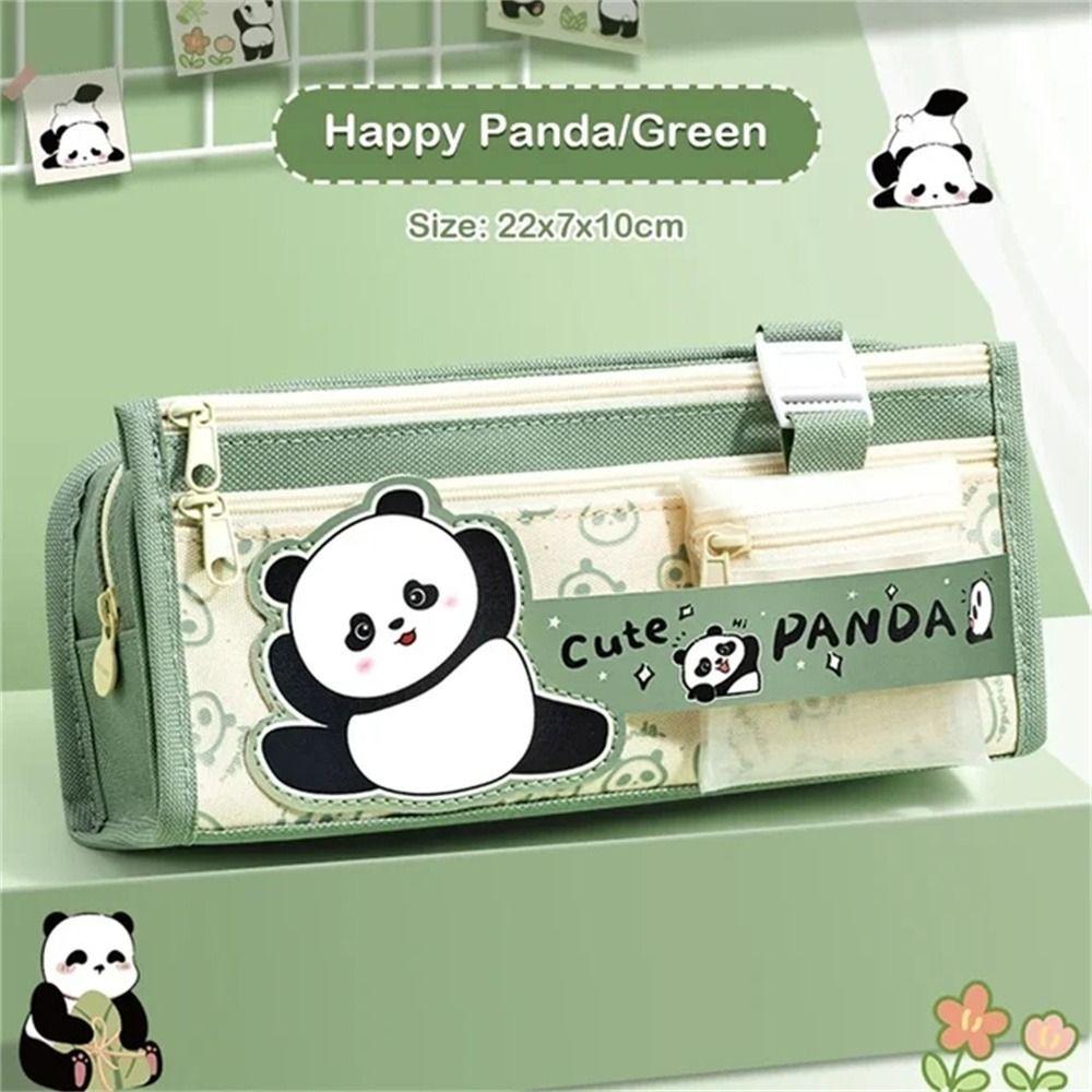 Large Storage Pen Box Bags Multi Layer Pencil Pouch Cosmetic Makeup Panda Pencil Case  Stationery
