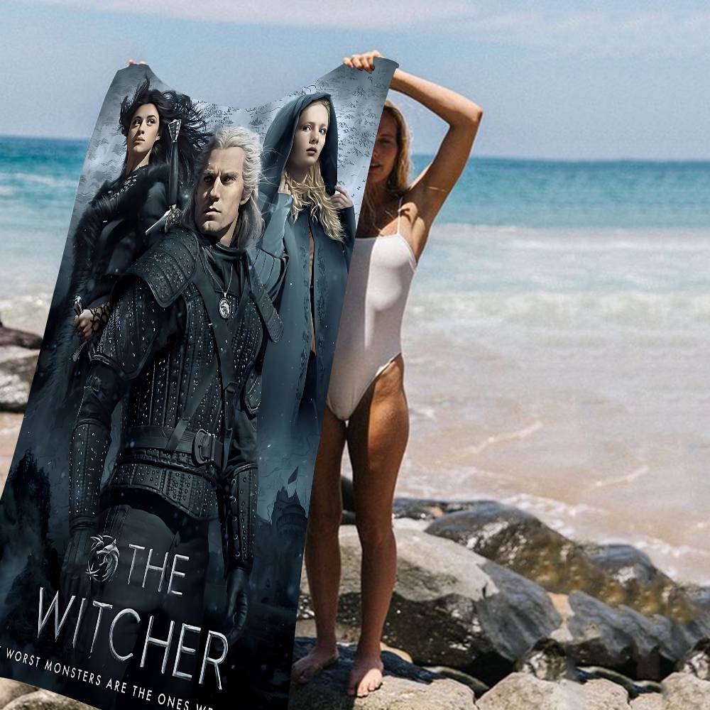 

Hot-The-W-Witcher-Game Microfiber Blanket Quick Drying Beach Towels Oversized Printing Super Absorbent Pool Towel Blanket W30*H60(CM)