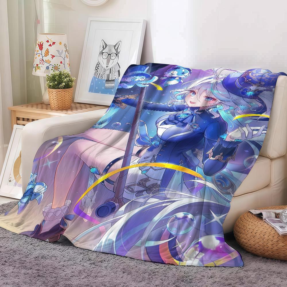 Game Genshin Impact Furina Blanket Warm And Soft Suitable For Bedroom Living Room Sofa Bed Office Travel Camping