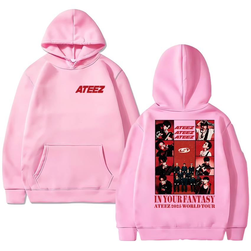 Moda Koreańska Ateez 2025 World Tour in Your Fantasy nadruk Bluza z kapturem Męska damska Casualowa bluza Unisex polar z długim rękawem pulower