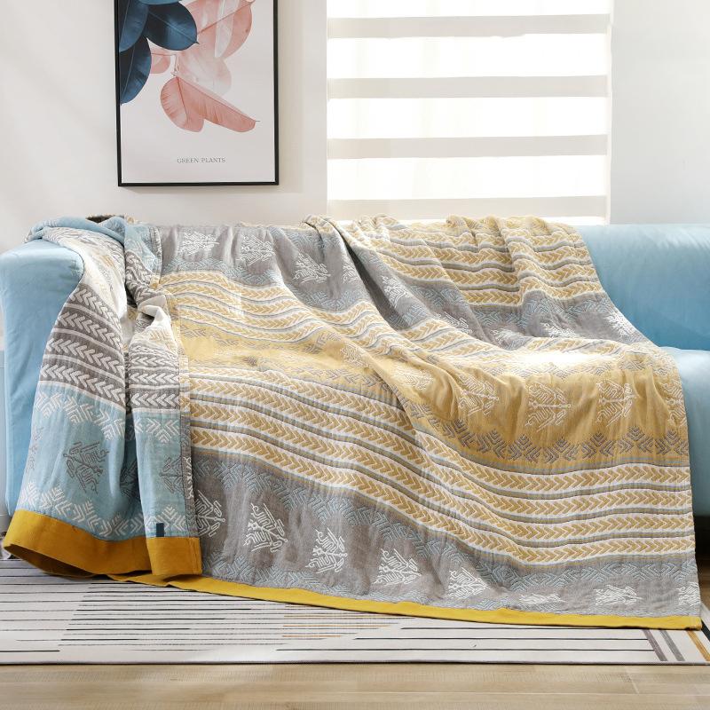 Five Layers of Cotton Gauze Summer Blanket Soft Skin Friendly Breathable Towel Blanket 100% Cotton Absorb Sweat Cooling Quilt