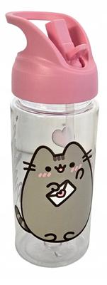Pusheen Kätzchen Trinkflasche mit Strohhalm und Griff 500 ml Rosa