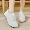 Women's Hole Sneakers Height Increase White Leather Platform Casual Summer Thick Sole Elevator Shake Shoes