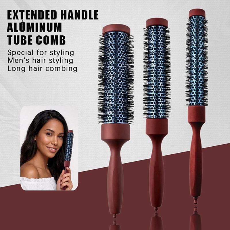/Kuz/Long Handle Heat Resistant Ceramic Round Hair Brush For Blow Dry Curling Straight Hair Salon Styling Tool