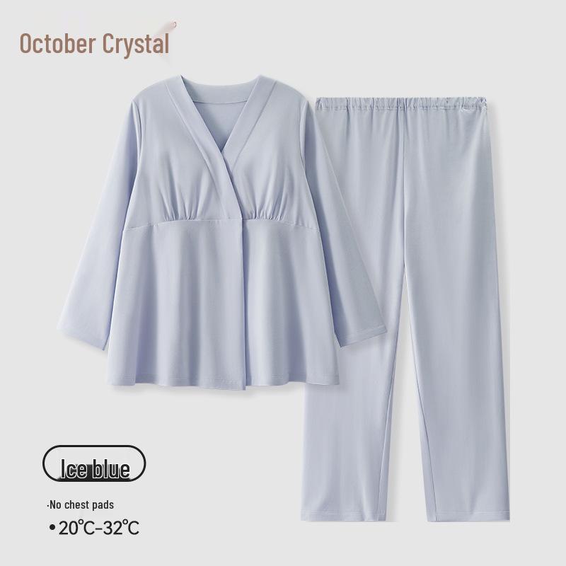 

Октябрьский комплект для беременных и кормящих мам: Послеродовая хлопковая пижама и вкладыши для груди на весну/лето L (115-135 pounds); Temperature 20-32℃